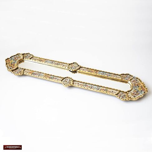 Peruvian Long Narrow mirror 35.4" tall - Painting on glass skinny Mirror for wall home decor - Gold leaf wood framed Narrow Mirror for living room (Gold Frame) in Saudi Arabia