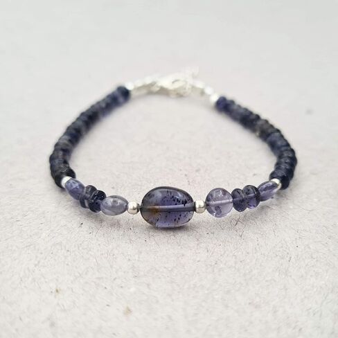 الأزرق الإيوليت الصحن البيضاوي الخرز سوار فضة التراص سوار الأحجار الكريمة والمجوهرات كريستال شفاء in Kuwait