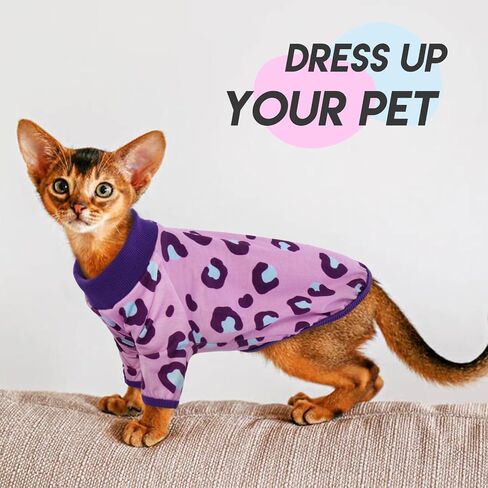 ملابس القطط من Sphynx، سترة قطنية ذات ياقة مدورة، تي شيرت للقطط مع أكمام، بدلة بيجامة للقطط من أجل Sphynx كورنيش ريكس، ديفون ريكس، كلب صغير in Kuwait