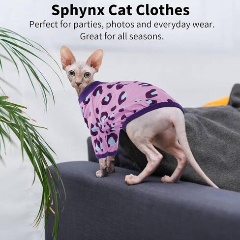 ملابس القطط من Sphynx، سترة قطنية ذات ياقة مدورة، تي شيرت للقطط مع أكمام، بدلة بيجامة للقطط من أجل Sphynx كورنيش ريكس، ديفون ريكس، كلب صغير in Kuwait