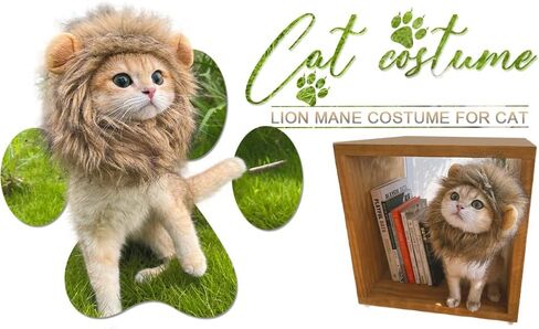 Lion Mane Costume for Cat, Cat Clothes Lion Mane Wig Funny Cat Halloween Costumes, Lion Costume for Cats and Kittens, Ideal for Halloween, Cat Birthday, Cat Cosplay, Cat Outfits in Saudi Arabia