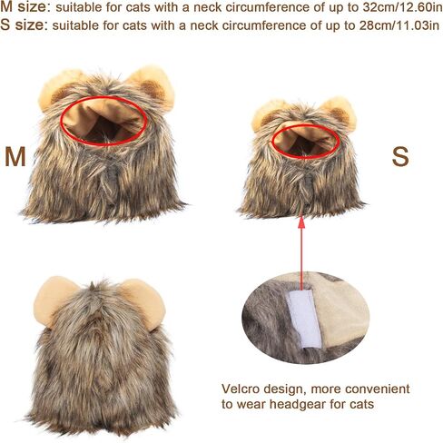 Lion Mane Costume for Cat, Cat Clothes Lion Mane Wig Funny Cat Halloween Costumes, Lion Costume for Cats and Kittens, Ideal for Halloween, Cat Birthday, Cat Cosplay, Cat Outfits in Saudi Arabia