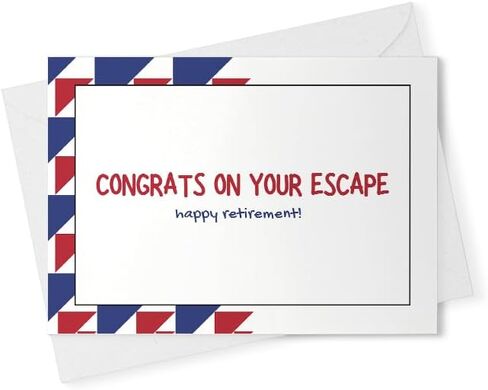 congrats on your escape - happy retirement // funny and sarcastic retirement greeting card [00961] in Saudi Arabia
