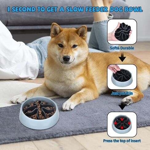 Slow Feeder Dog Bowls Insert, Silicone Dog Slow Feeder Bowl with Strong Suction Cups Perfect for Stainless Steel Glass Ceramic Dog Bowls (Pink, Small Size) in Saudi Arabia