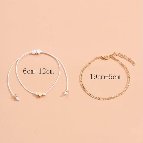Bohemian Layered Heart Anklet Gold Love Heart Ankle Bracelet Woven Rope Anklets Chain Bracelet Adjustable Beach Anklets Summer Beach Foot Chain Jewelry for Girls Gifts in Kuwait