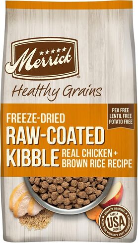 Merrick Healthy Grains Freeze Dried Raw Coated Kibble, Natural High Protein Dog Food, Chicken and Brown Rice - 10.0 lb. Bag in Saudi Arabia