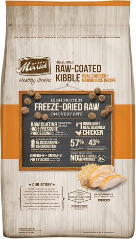 Merrick Healthy Grains Freeze Dried Raw Coated Kibble, Natural High Protein Dog Food, Chicken and Brown Rice - 10.0 lb. Bag in Saudi Arabia