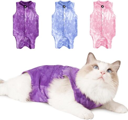 بدلة شفاء للقطط من الأمراض الجلدية قابلة للتنفس، بدلة شفاء بعد الجراحة للقطط، طوق إلكتروني بديل للقطط والكلاب، بدلة بيجامة مضادة لللعق (أزرق S) in Kuwait