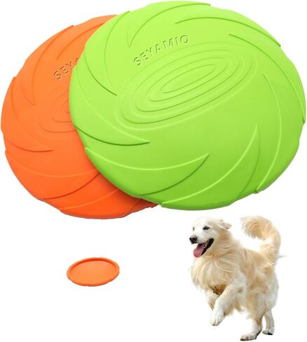 Dog Frisbee for Aggressive chewers,Durable Dog Toys,Nature Rubber Floating Flying Saucer for Water Pool Beach,2 Pack,Orange and Green in Saudi Arabia