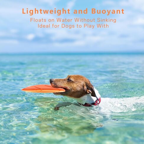 Dog Frisbee for Aggressive chewers,Durable Dog Toys,Nature Rubber Floating Flying Saucer for Water Pool Beach,2 Pack,Orange and Green in Saudi Arabia