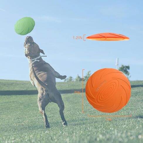Dog Frisbee for Aggressive chewers,Durable Dog Toys,Nature Rubber Floating Flying Saucer for Water Pool Beach,2 Pack,Orange and Green in Saudi Arabia