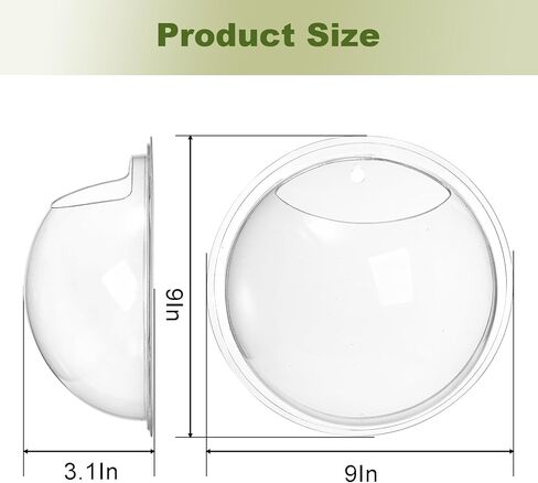 wuweot خزان الأسماك المعلق على الحائط، 9 بوصة نبات الأكريليك تررم حوض السمك حوض السمك، ديكور الحائط فقاعة الأسماك النباتية مع النباتات وهمية والحجر الملون (0.5 جالون السمك) in Kuwait