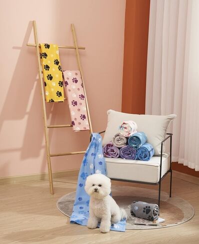 Puppy King Multiple Pack Puppy Kitten Blanket with Paw Print, Small Size Polar Fleece Blankets for Small Dogs and Cats, Colorful,29.5x24 in Saudi Arabia