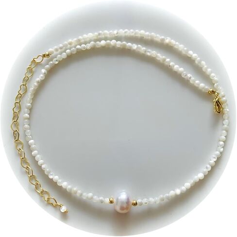 Handmade Natural Baroque Freshwater Pearl Necklace, Sweet Gift of Love, 14K Gold-Plated Winding Design, Multiple Wearing Methods, Versatile Style (Black Spinel&Pearl Buttons) in Saudi Arabia