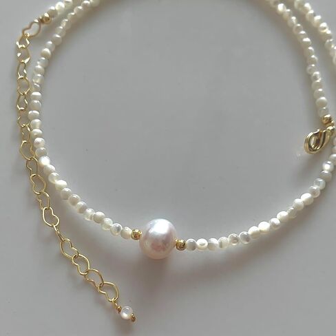 Handmade Natural Baroque Freshwater Pearl Necklace, Sweet Gift of Love, 14K Gold-Plated Winding Design, Multiple Wearing Methods, Versatile Style (Black Spinel&Pearl Buttons) in Saudi Arabia