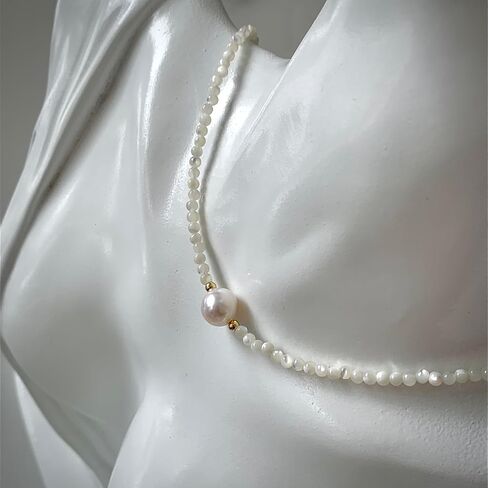 Handmade Natural Baroque Freshwater Pearl Necklace, Sweet Gift of Love, 14K Gold-Plated Winding Design, Multiple Wearing Methods, Versatile Style (Black Spinel&Pearl Buttons) in Saudi Arabia