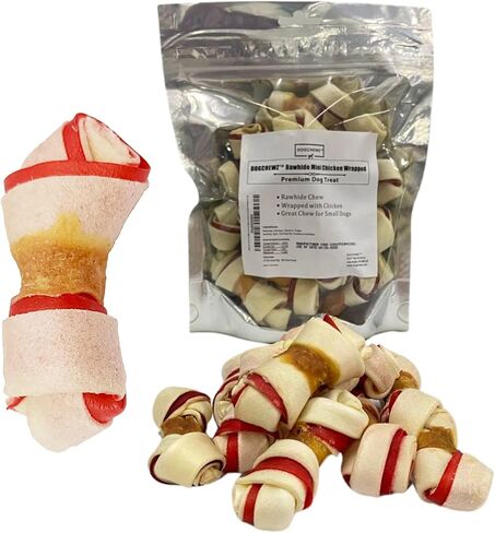 DOGCHEWZ™ حلوى مضغ صغيرة معقودة ثنائية اللون للكلاب مع دجاج ملفوف 3 بوصات (18 قطعة/كيس) - بنكهة الدجاج in Saudi Arabia