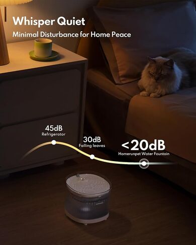 نافورة مياه لاسلكية حقيقية للقطط، نافورة الحيوانات الأليفة التي تعمل بالبطارية الصامتة HomeRunPet، موزع مياه للكلاب، وضع مزدوج، تجميع سريع وسهل التنظيف، تتضمن مجموعة مرشحات وتنظيف، 68 أونصة/2 لتر in Kuwait
