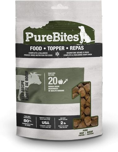 PureBites طعام الكلاب المجفف باللحم البقري • الجزء العلوي، 20 مكونًا، صنع في الولايات المتحدة الأمريكية، 10 أونصة in Kuwait