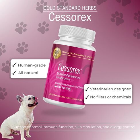Cessorex Allergy Relief and Skin Immune Function Support for Dogs by Gold Standard Herbs, All Natural Bupleurum Combination, 85 gram Powder in Saudi Arabia