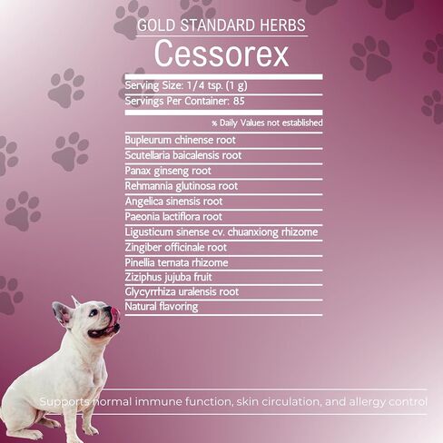 Cessorex Allergy Relief and Skin Immune Function Support for Dogs by Gold Standard Herbs, All Natural Bupleurum Combination, 85 gram Powder in Saudi Arabia
