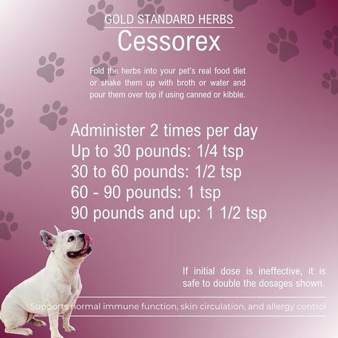 Cessorex Allergy Relief and Skin Immune Function Support for Dogs by Gold Standard Herbs, All Natural Bupleurum Combination, 85 gram Powder in Saudi Arabia