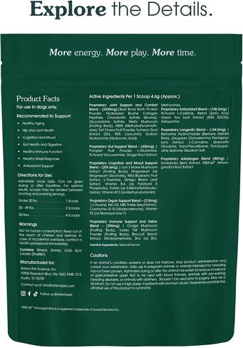 All-in-One Dog Supplement for Wellness and Longevity, 46 Ingredients for Joints, Cognition, Mood, Skin, Gut and Organ Health, Small Breeds, Vet-Formulated, Made in USA, Adult Formula for 2-7 Years in Saudi Arabia