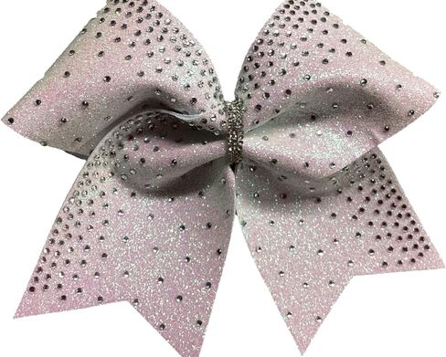 White Rhinestone Ombré Glitter Cheer Bow in Saudi Arabia