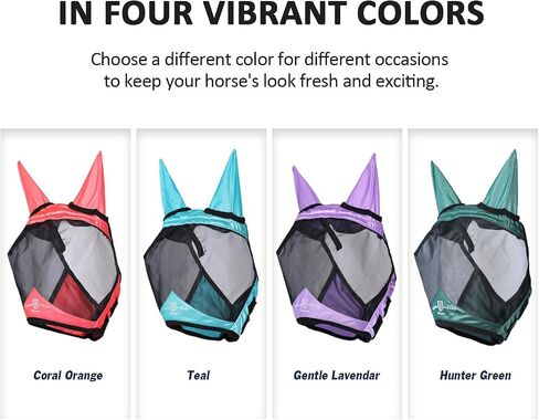 Harrison Howard Pro Luminous Horse Half Face Fly Mask Large Eye Space with Ears UV Protection for Horse Gentle Lavendar M in Kuwait