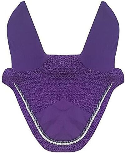 Horse Fly Bonnet Double Piping Ear Net Fly Veil Mask Breathable Cotton Crochet Horse Tack (COB, Black 1) in Kuwait