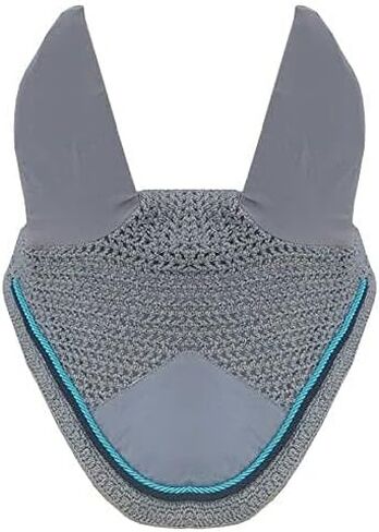 Horse Fly Bonnet Double Piping Ear Net Fly Veil Mask Breathable Cotton Crochet Horse Tack (COB, Black 1) in Kuwait