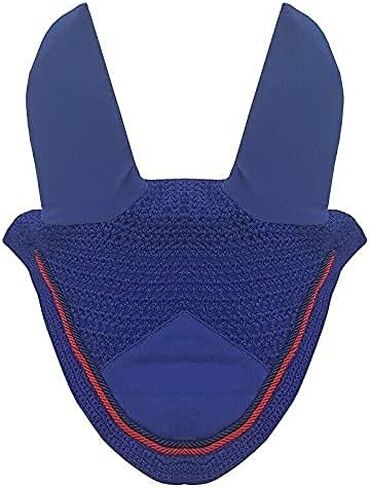 Horse Fly Bonnet Double Piping Ear Net Fly Veil Mask Breathable Cotton Crochet Horse Tack (COB, Black 1) in Kuwait
