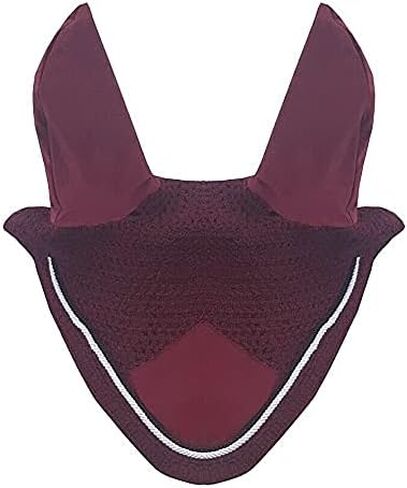Horse Fly Bonnet Double Piping Ear Net Fly Veil Mask Breathable Cotton Crochet Horse Tack (COB, Black 1) in Kuwait