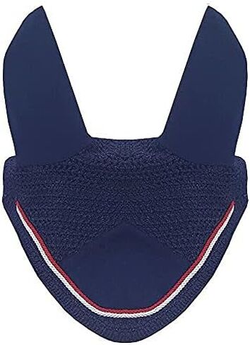 Horse Fly Bonnet Double Piping Ear Net Fly Veil Mask Breathable Cotton Crochet Horse Tack (COB, Black 1) in Kuwait