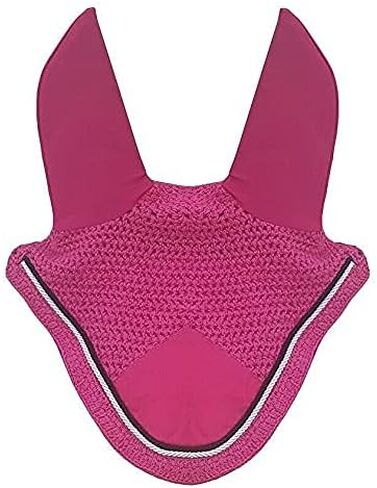 Horse Fly Bonnet Double Piping Ear Net Fly Veil Mask Breathable Cotton Crochet Horse Tack (COB, Black 1) in Kuwait