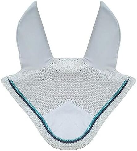 Horse Fly Bonnet Double Piping Ear Net Fly Veil Mask Breathable Cotton Crochet Horse Tack (COB, Black 1) in Kuwait