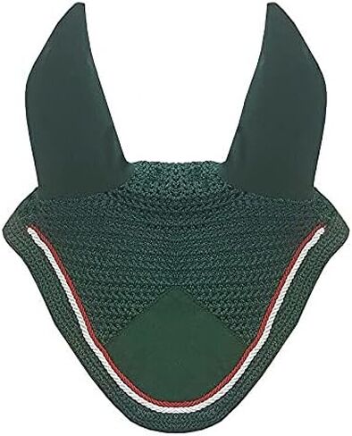 Horse Fly Bonnet Double Piping Ear Net Fly Veil Mask Breathable Cotton Crochet Horse Tack (COB, Black 1) in Kuwait