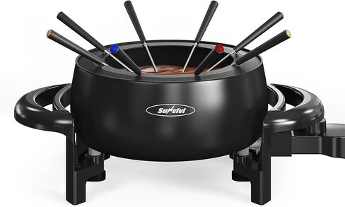 مجموعة أوعية الفوندو الكهربائية من صن فيفي للجبن والشوكولاتة، والتحكم في درجة الحرارة، وشوك مرمزة بـ 8 ألوان، للجبن والشوكولاتة والزيت الساخن والمرق، 3 كوارت in Kuwait