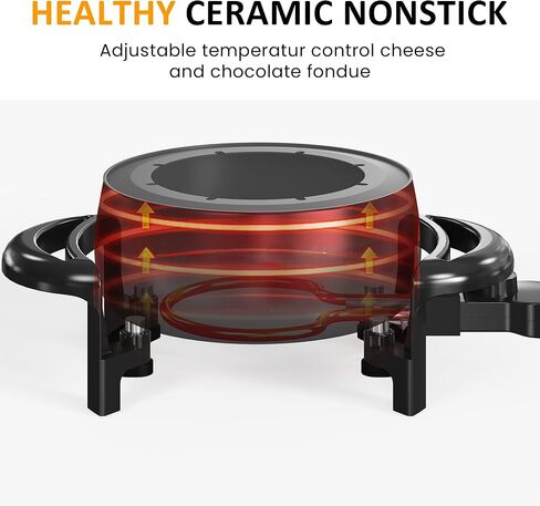 مجموعة أوعية الفوندو الكهربائية من صن فيفي للجبن والشوكولاتة، والتحكم في درجة الحرارة، وشوك مرمزة بـ 8 ألوان، للجبن والشوكولاتة والزيت الساخن والمرق، 3 كوارت in Kuwait