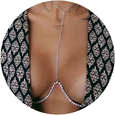 سلسلة الجسم اللؤلؤ الطبقات للنساء الفتيات الذهب كروس حجر الراين الجسم سلاسل قلادة مجوهرات الشاطئ بيكيني البطن الخصر سلسلة الصدرية الأزياء لذيذ مثير جواهر العصرية in Kuwait