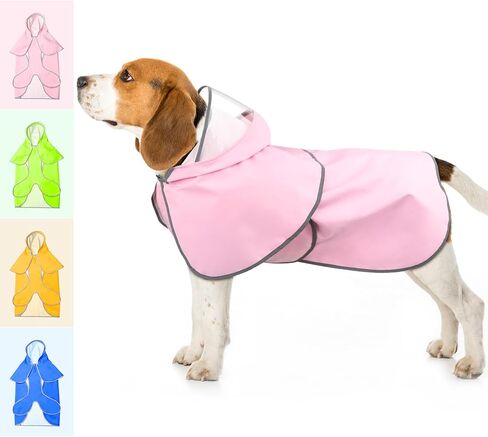 BSEEN Reflective Dog Rain Jacket- Waterproof Puppy Raincoats, Lightweight Dog Rain Coats, Adjustable Hooded Dog Poncho with Transparent Cap Brim (Pink, Small) in Saudi Arabia