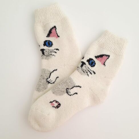 Wool Socks for Women/Warm Thick Socks with a Cat Print/Size M (7-9 US) in Saudi Arabia