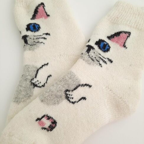 Wool Socks for Women/Warm Thick Socks with a Cat Print/Size M (7-9 US) in Saudi Arabia