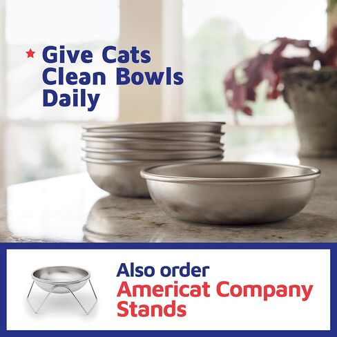 Stainless Steel Cat Bowls for Food & Water by Americat – Made in USA – Dishwasher Safe, Human Grade, Whisker Friendly Dishes (2 Bowls) in Saudi Arabia