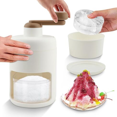 Snow Cone Machine Manual, Ice Crusher for Snow Cones, Shaved Ice Maker Machine for Home, Outdoor Picnic Ice Crusher Bars With 2 Boxes Smoothies in Kuwait