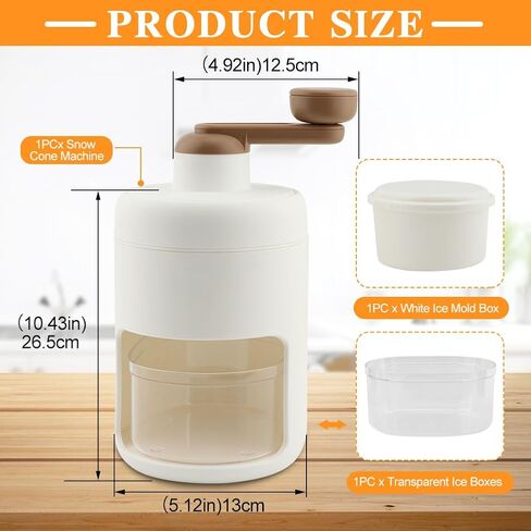 Snow Cone Machine Manual, Ice Crusher for Snow Cones, Shaved Ice Maker Machine for Home, Outdoor Picnic Ice Crusher Bars With 2 Boxes Smoothies in Kuwait