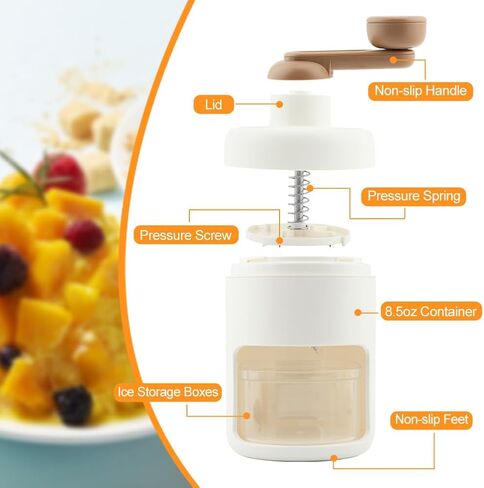 Snow Cone Machine Manual, Ice Crusher for Snow Cones, Shaved Ice Maker Machine for Home, Outdoor Picnic Ice Crusher Bars With 2 Boxes Smoothies in Kuwait