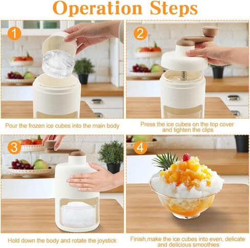 Snow Cone Machine Manual, Ice Crusher for Snow Cones, Shaved Ice Maker Machine for Home, Outdoor Picnic Ice Crusher Bars With 2 Boxes Smoothies in Kuwait