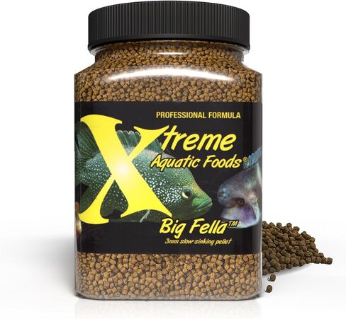 كريات Xtreme Big Fella 3.0 مم: تغذية احترافية للأسماك البلطية/المجتمعية المتوسطة والكبيرة - تعزيز صحة المناعة والجهاز الهضمي، واللون والطاقة، وأطعمة الأسماك ذات البروتين الأقصى - مزرعة أمريكية مزروعة (20 أونصة) in Kuwait