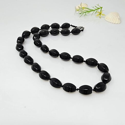 Women's Handmade Natural Gemstone Beaded Necklace, Statement 10x14mm Beaded Necklace for Women Girls - Gift Boxed Ideal Gift for Her (Blue) in Saudi Arabia